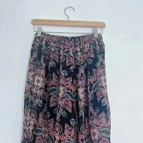 Black and Pink Sheer Patterned Pants Boho Chic Bohemian Women's Size M - Picture 2 of 5